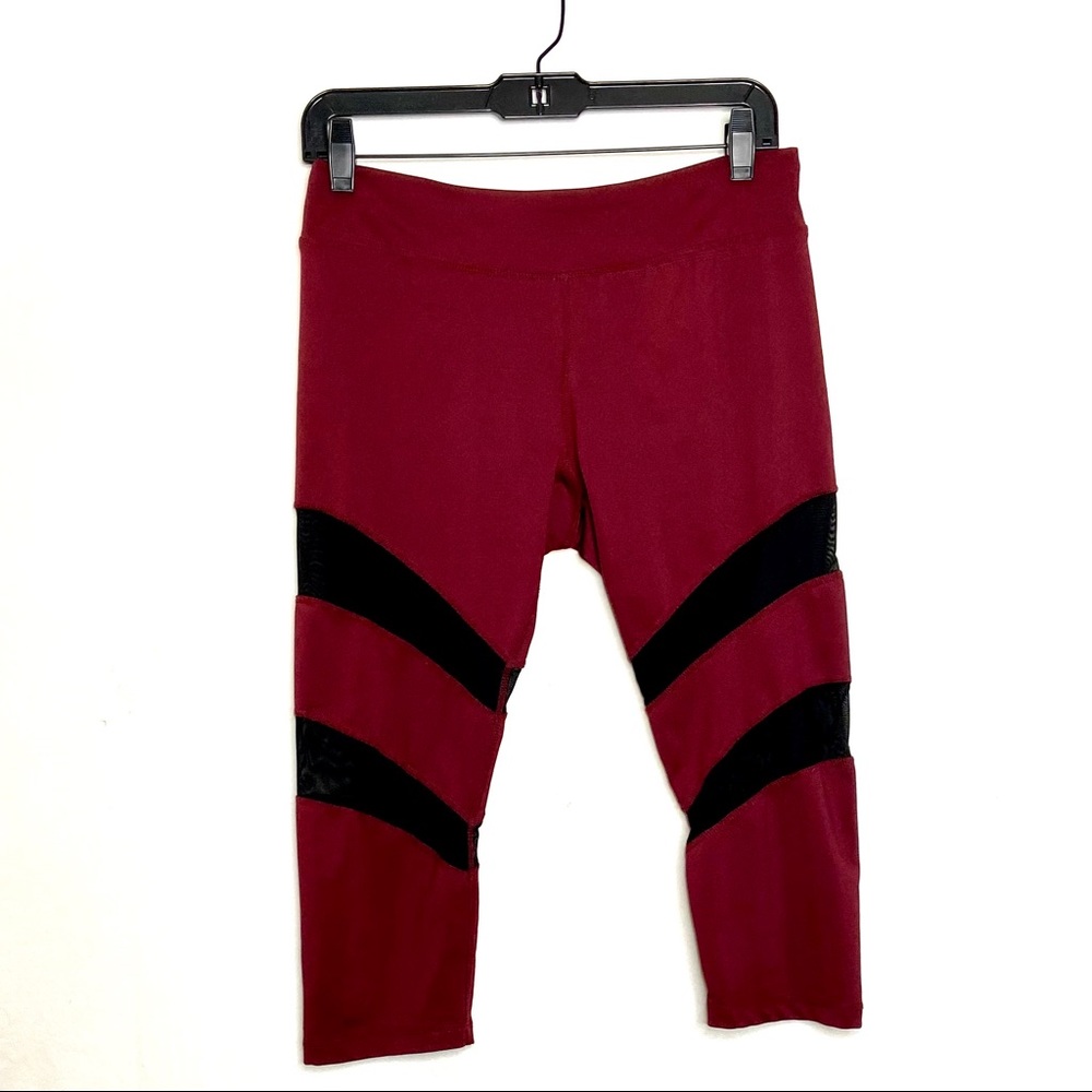 Gianni Bini Maroon Capri Mesh Leggings